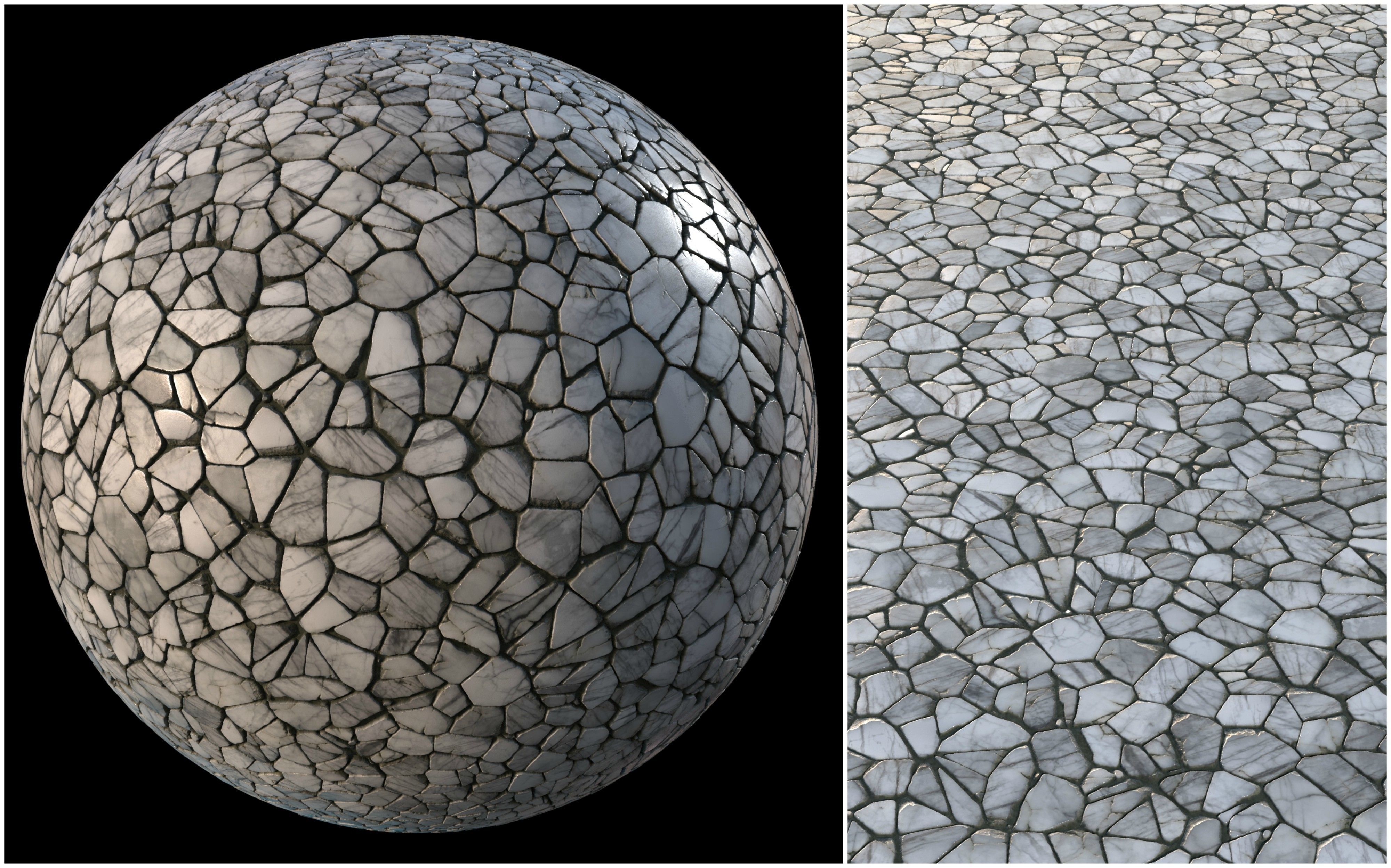 White marble tiles PBR material pack Texture_12