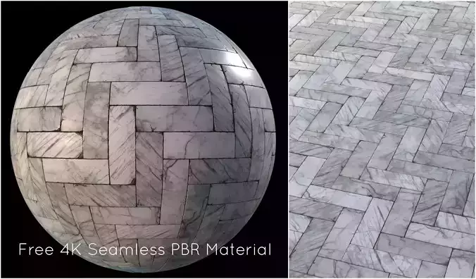 White marble tiles PBR material  Texture