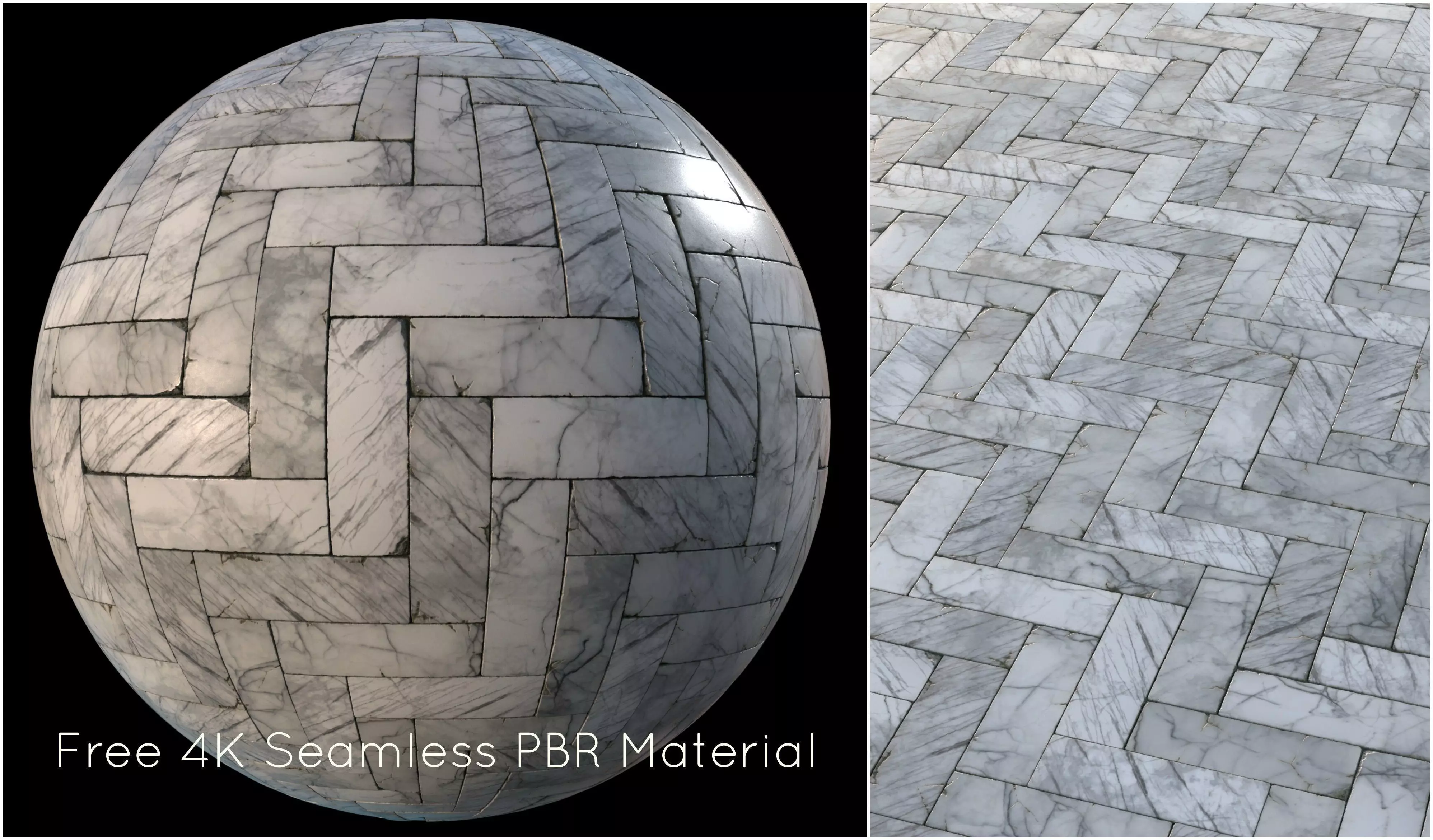 White marble tiles PBR material  Texture_0