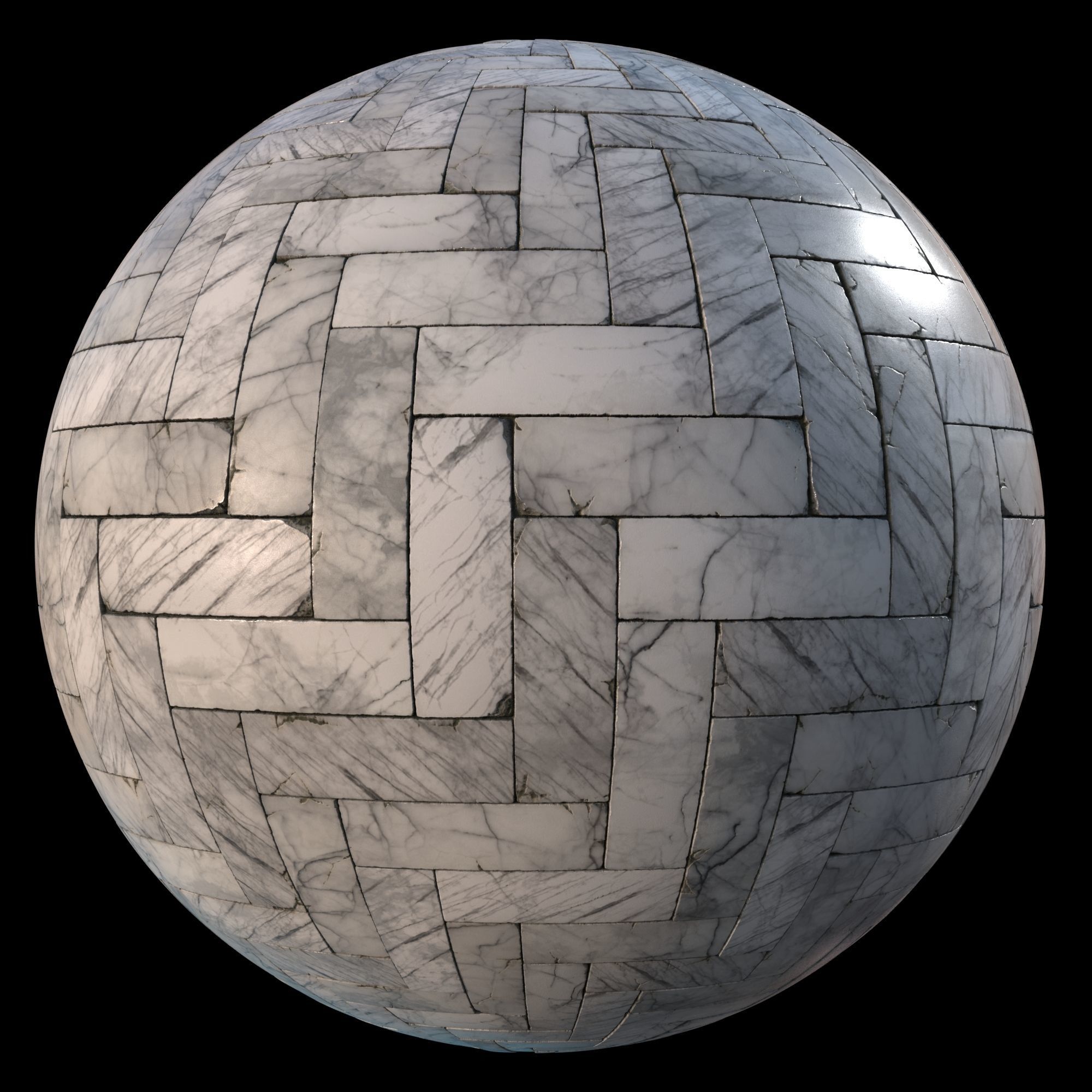 White marble tiles PBR material  Texture_3