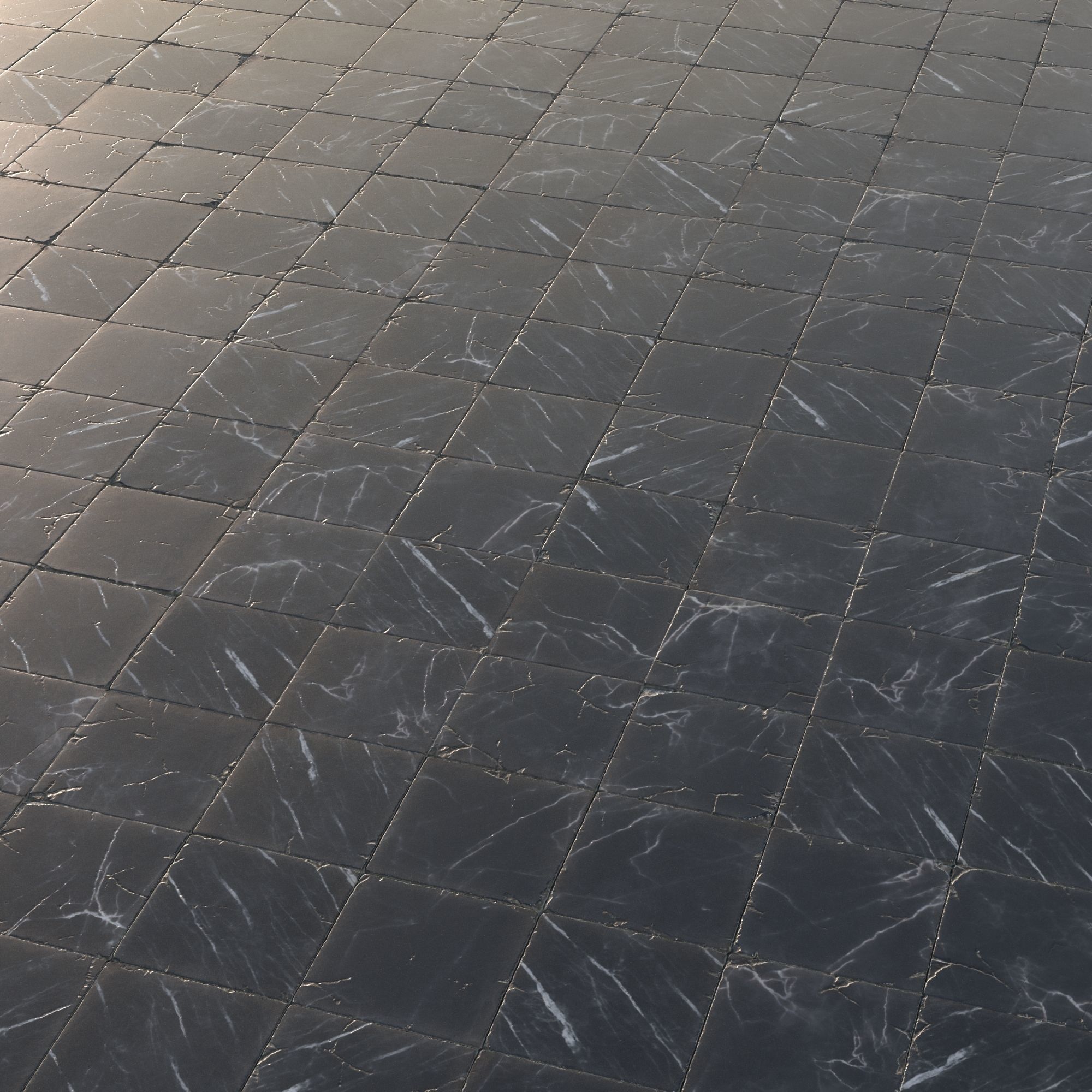 Black marble tiles PBR material  Texture_3