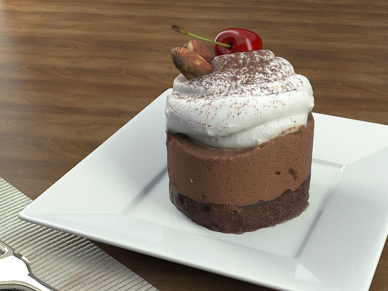 Cake Chocolate Cherry -  Low-poly 3D model_5