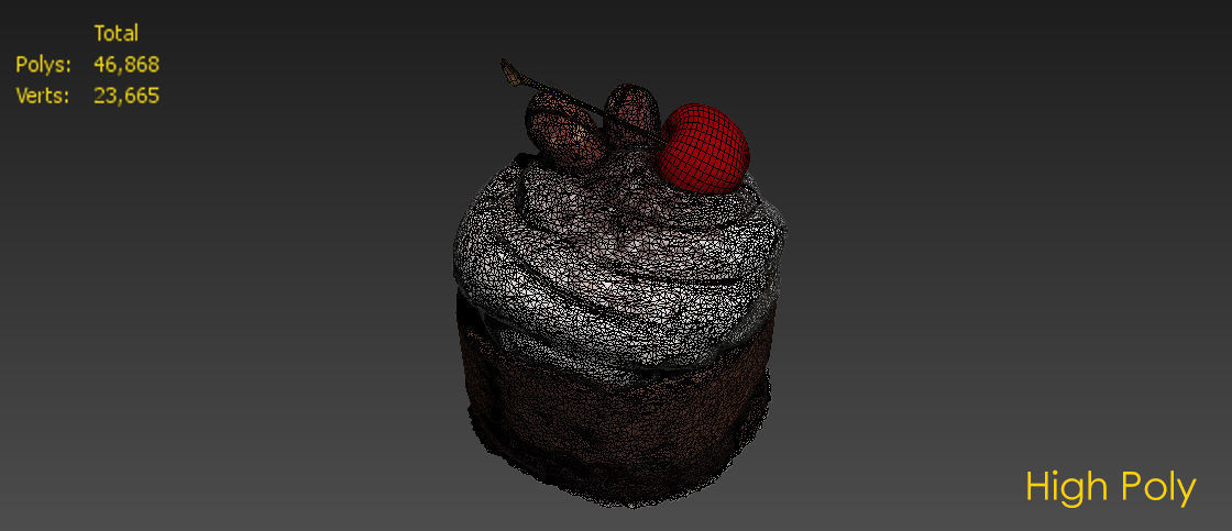 Cake Chocolate Cherry -  Low-poly 3D model_7