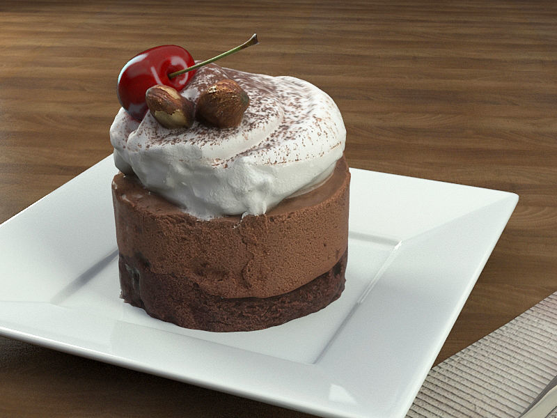 Cake Chocolate Cherry -  Low-poly 3D model_4