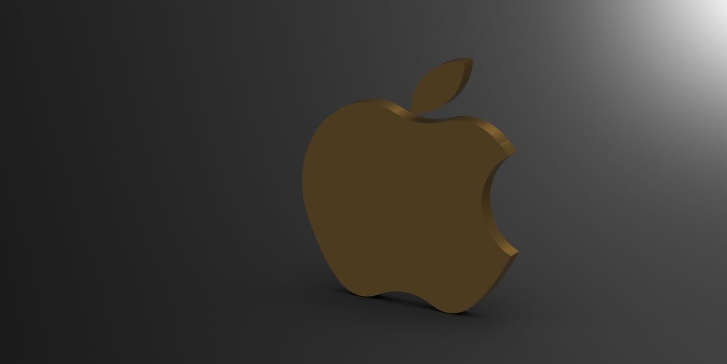 Apple golden logo 3D model_2