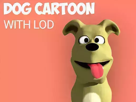 Dog Cartoon  - LOD Low-poly 3D model