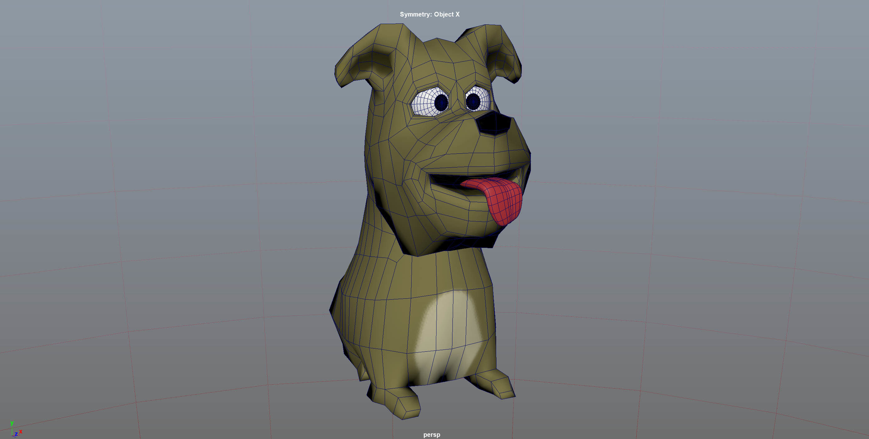 Dog Cartoon  - LOD Low-poly 3D model_8