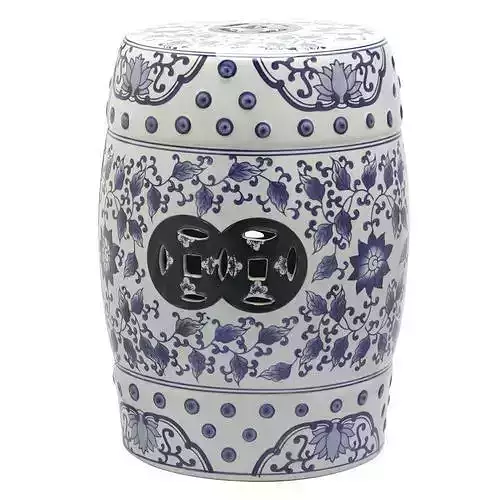 Tao Blue and White Garden Patio Stool