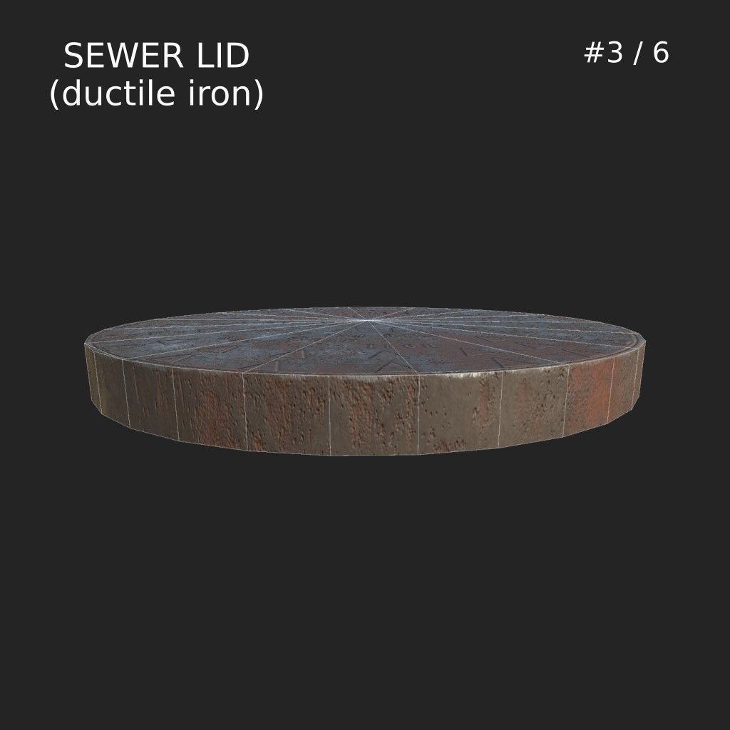 Sewer Lid - ductile iron - LOW Low-poly 3D model_6