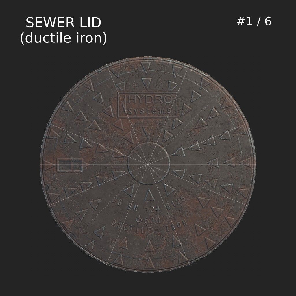 Sewer Lid - ductile iron - LOW Low-poly 3D model_4