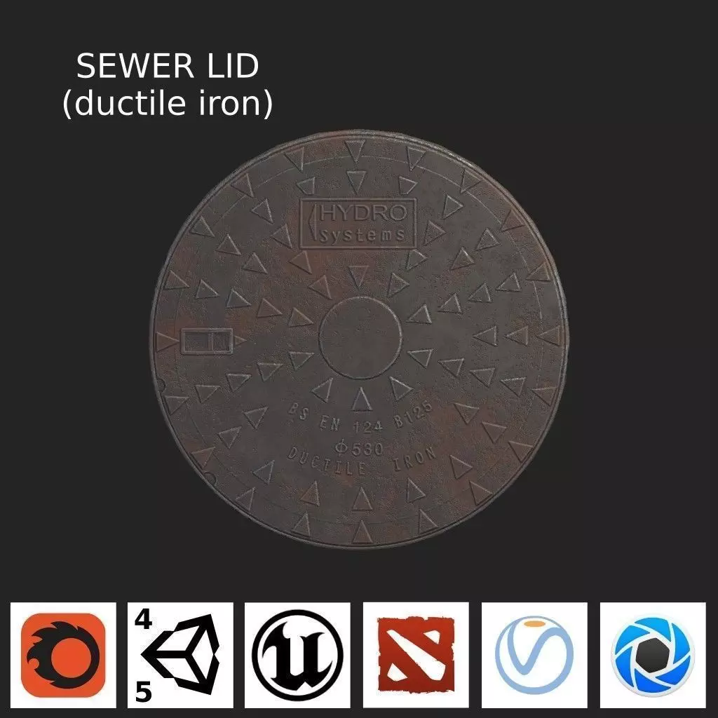 Sewer Lid - ductile iron - LOW Low-poly 3D model_0