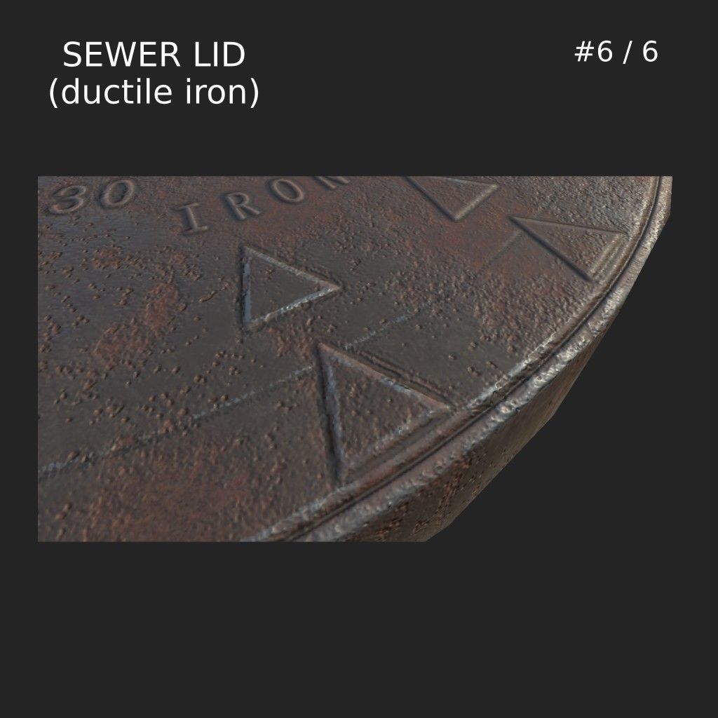 Sewer Lid - ductile iron - LOW Low-poly 3D model_9