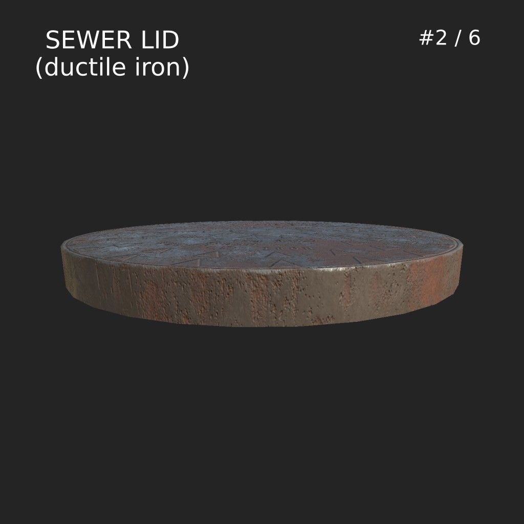 Sewer Lid - ductile iron - LOW Low-poly 3D model_5
