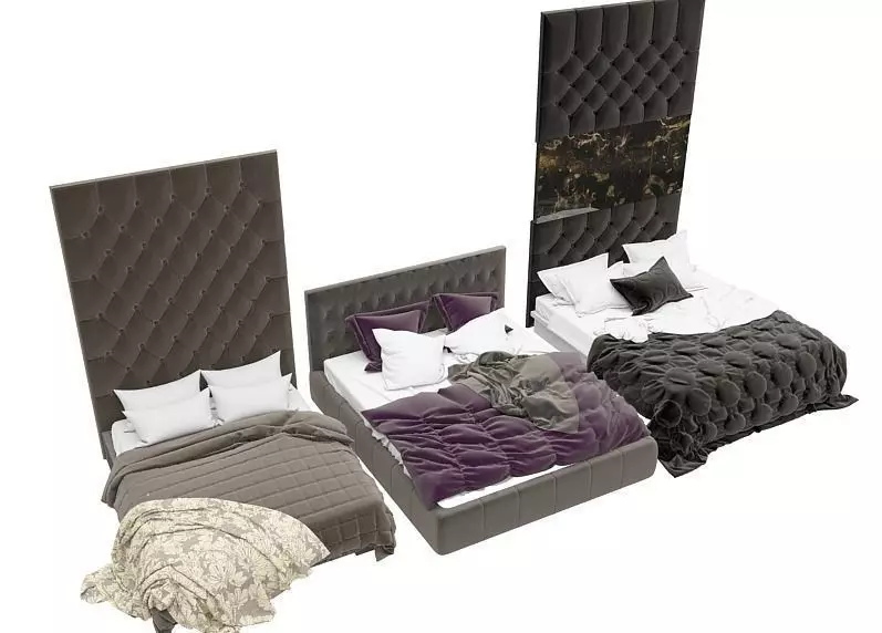 3 in 1 bed set Low-poly 3D model_0