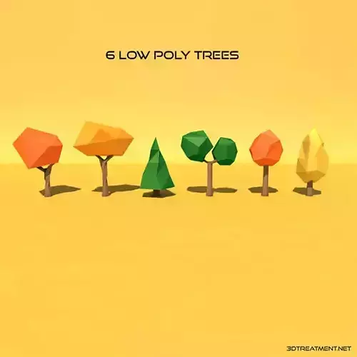 6 Low Poly Trees six Low-poly 3D model