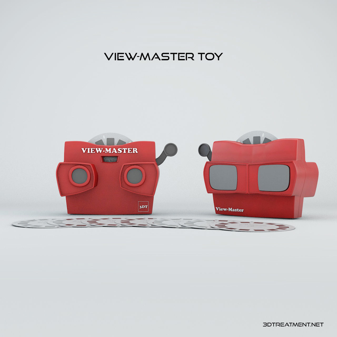 Viewmaster pair of film reels Low-poly 3D model_2