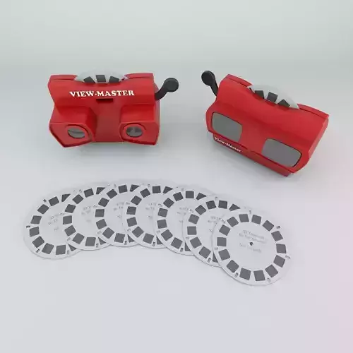 Viewmaster pair of film reels Low-poly 3D model