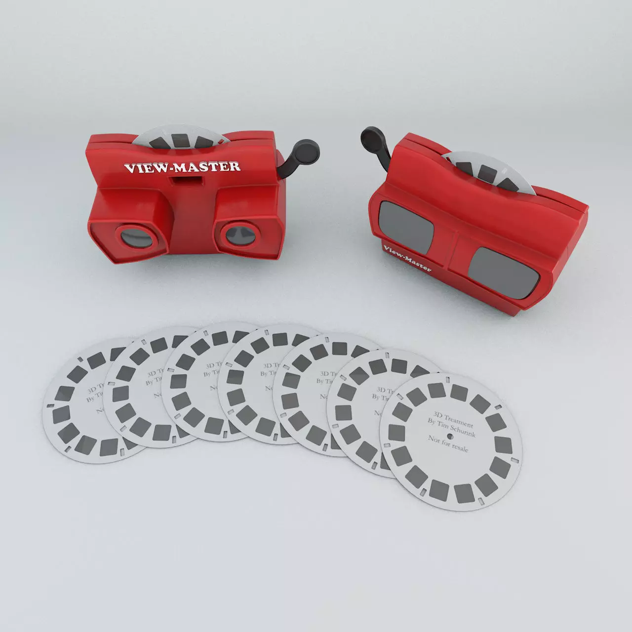 Viewmaster pair of film reels Low-poly 3D model_0