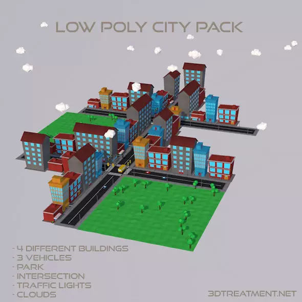 Low Poly City Pack Low-poly 3D model_0
