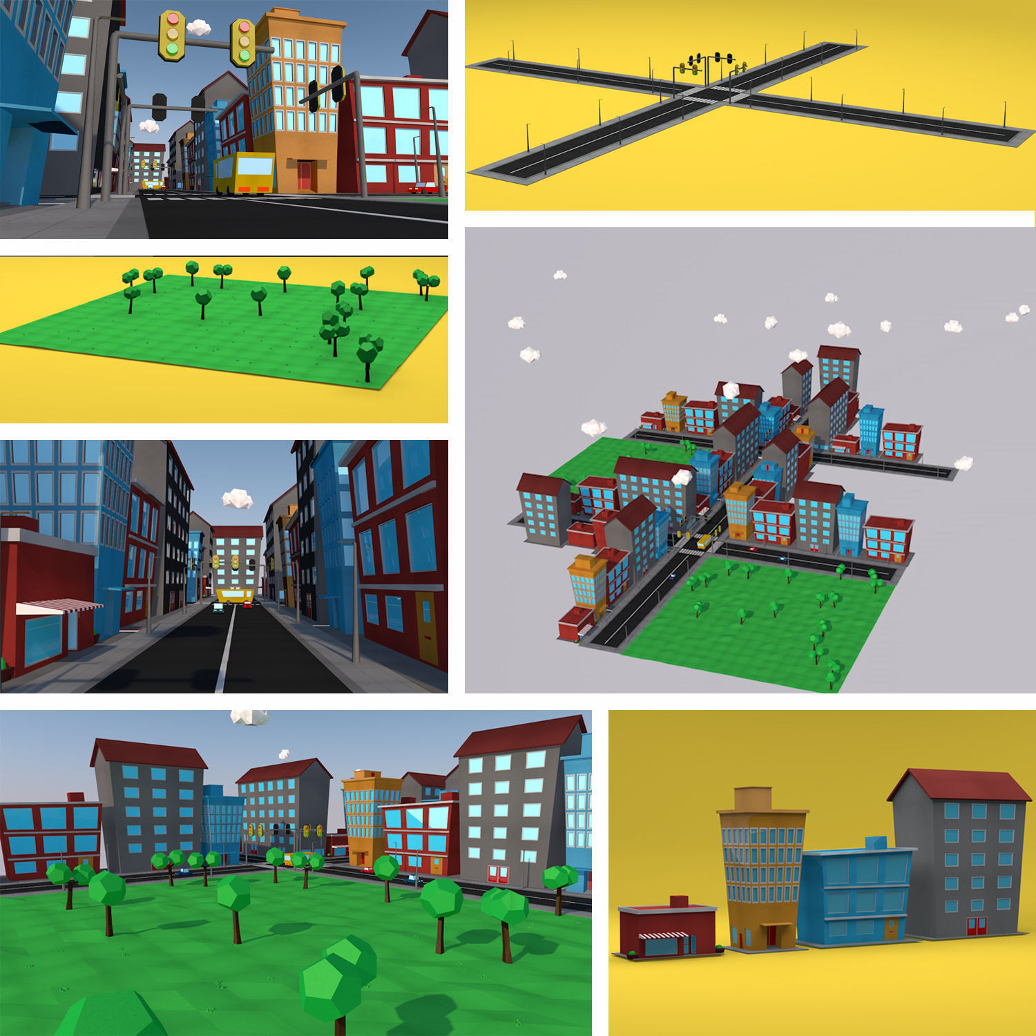 Low Poly City Pack Low-poly 3D model_1