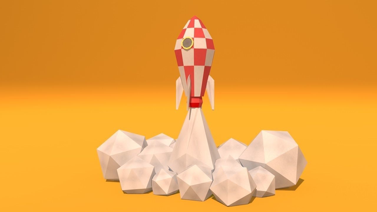 Low Poly Rockets rocket 3D model_3