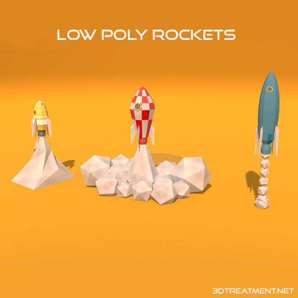 Low Poly Rockets rocket 3D model_1