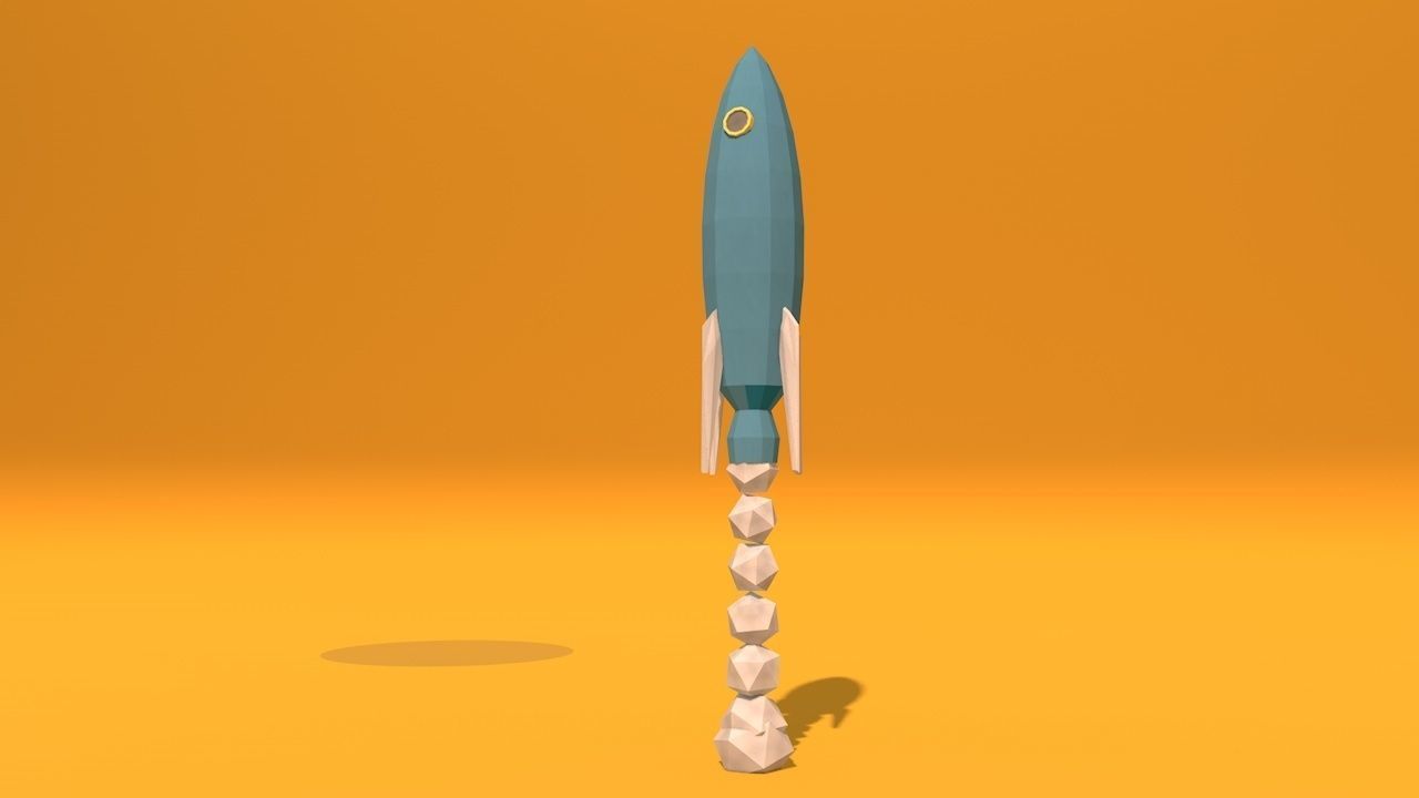 Low Poly Rockets rocket 3D model_4