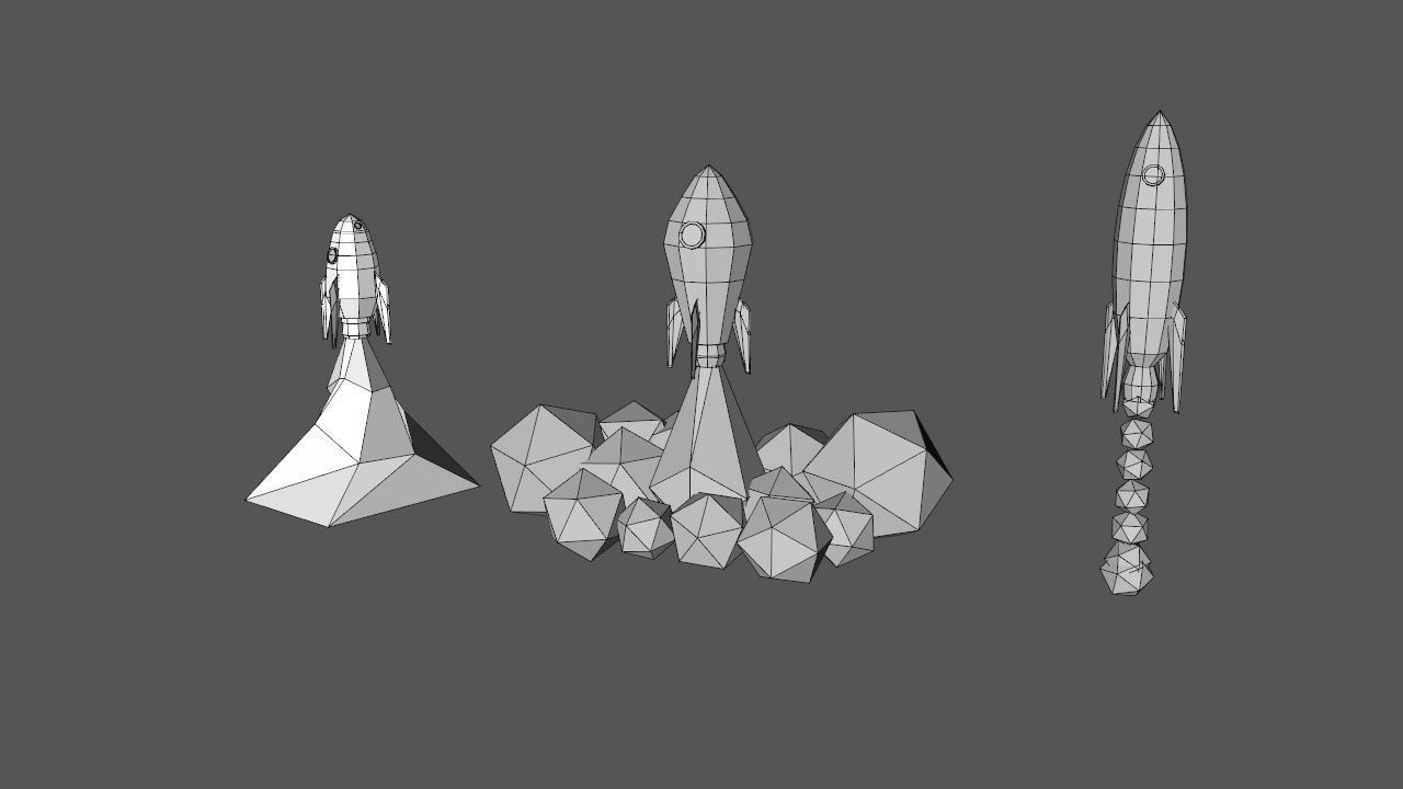 Low Poly Rockets rocket 3D model_2