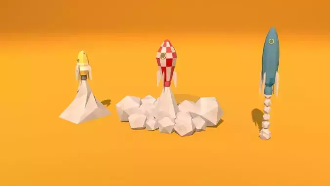 Low Poly Rockets rocket 3D model