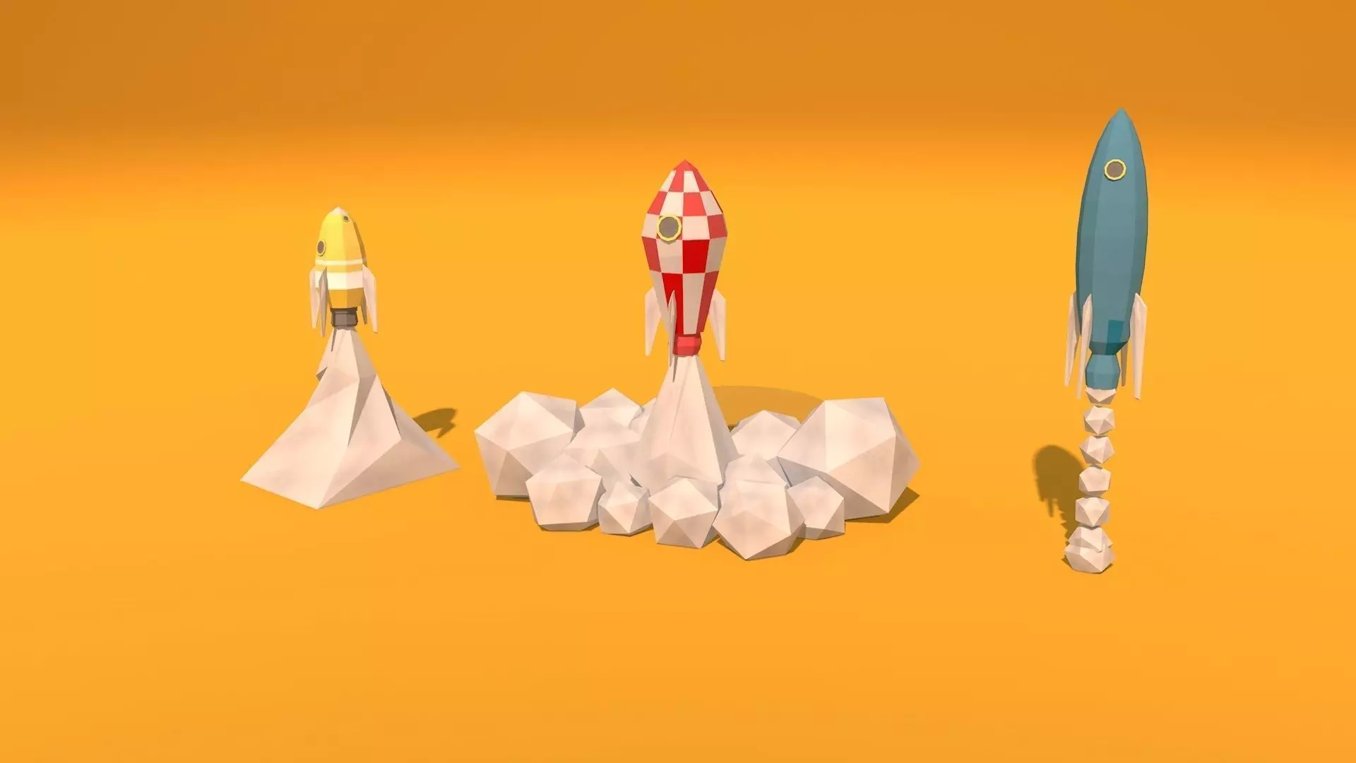 Low Poly Rockets rocket 3D model_0