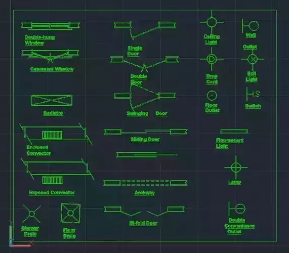 construction drawing symbols 2d Free low-poly 3D model