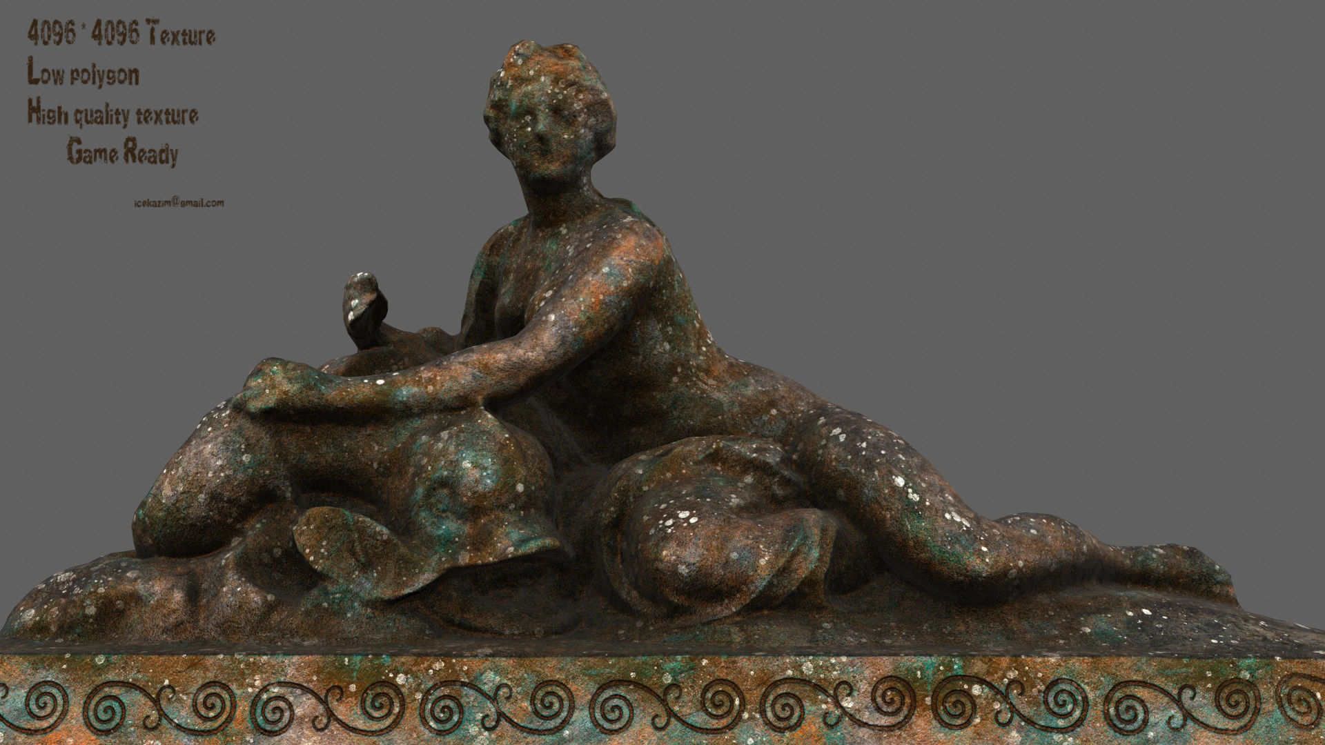 old statue Low-poly 3D model_1