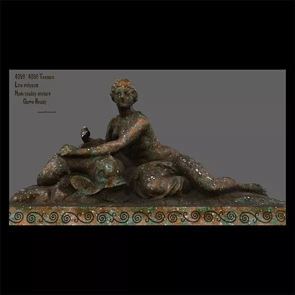 old statue Low-poly 3D model_0
