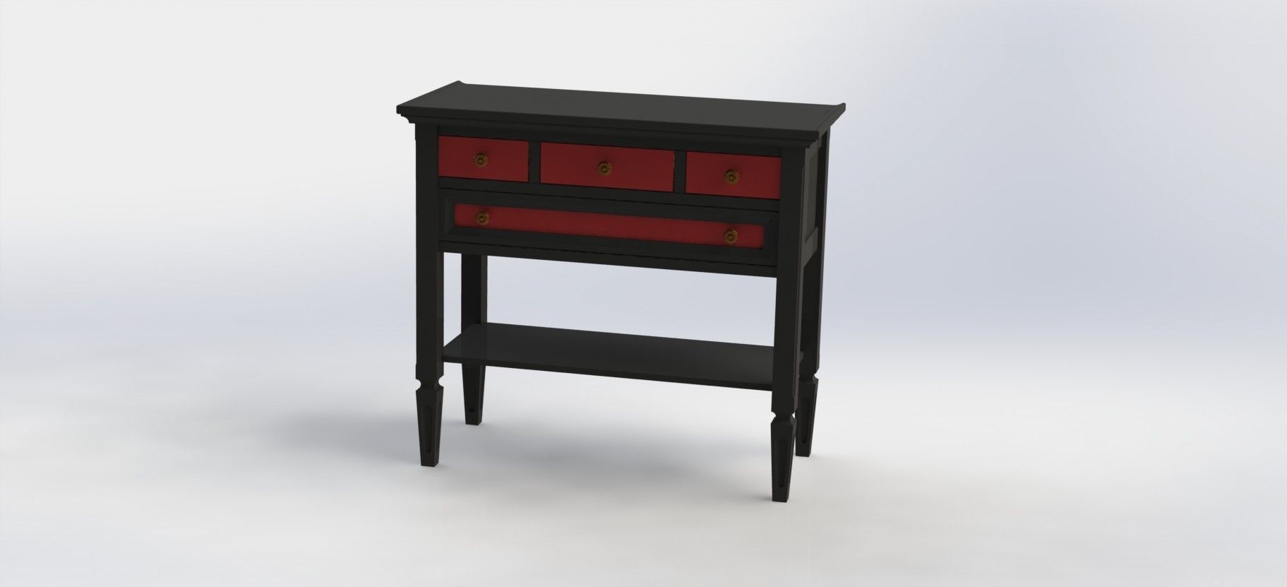 wood console 3D model_2