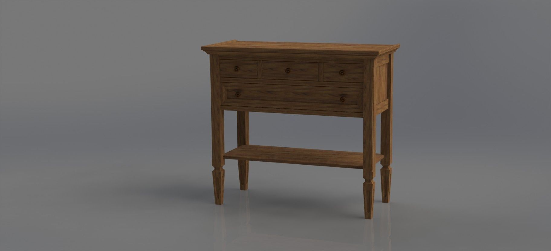 wood console 3D model_1