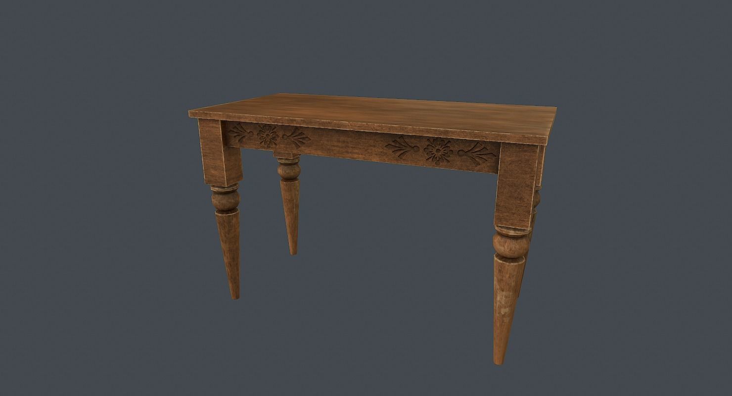Old wood table 3D model Low-poly 3D model_11