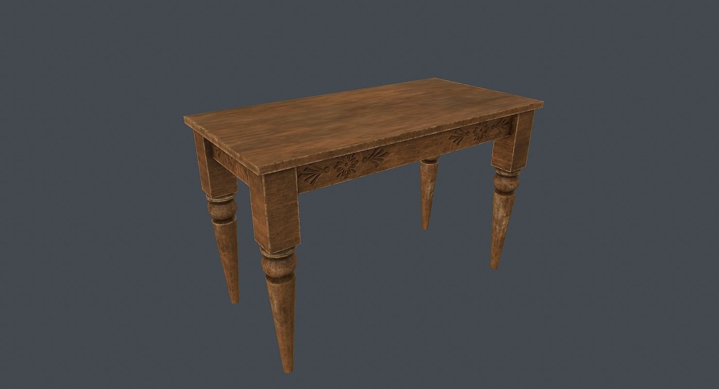 Old wood table 3D model Low-poly 3D model_18