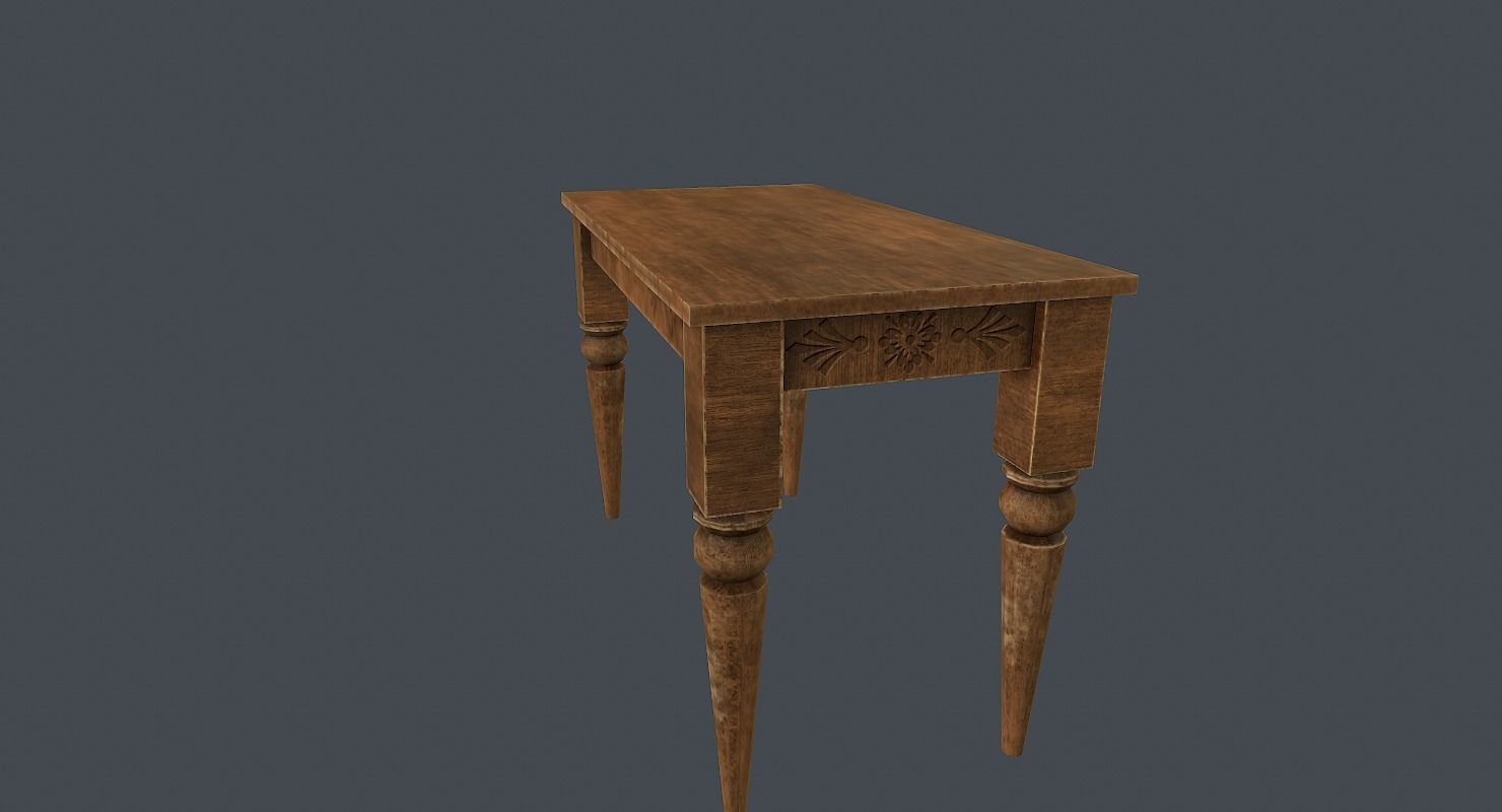 Old wood table 3D model Low-poly 3D model_12