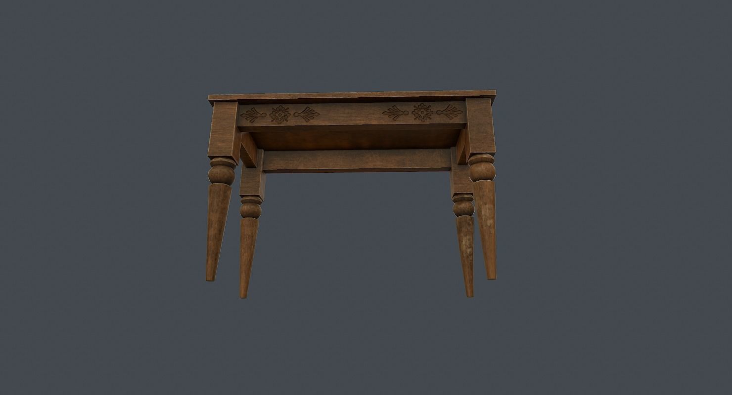 Old wood table 3D model Low-poly 3D model_10