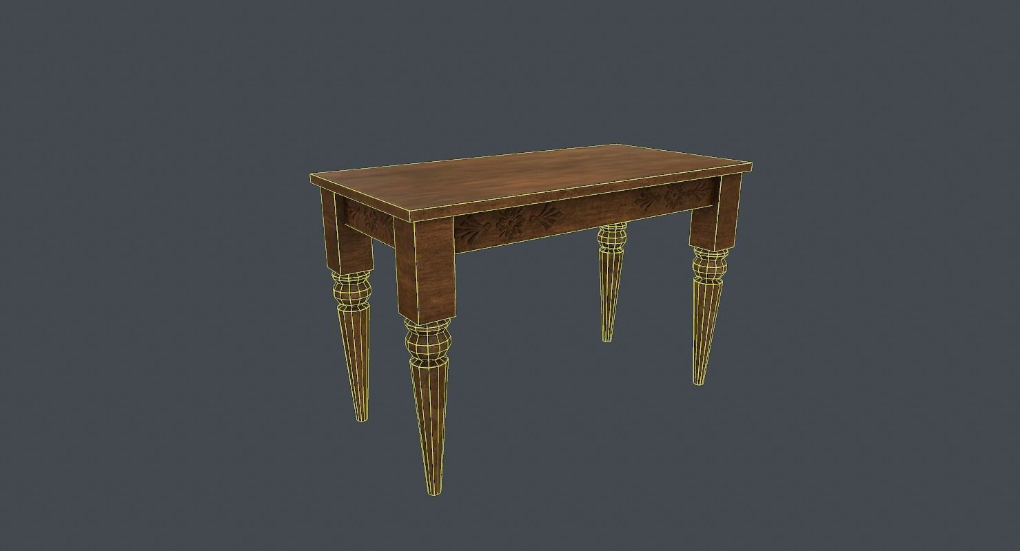 Old wood table 3D model Low-poly 3D model_8