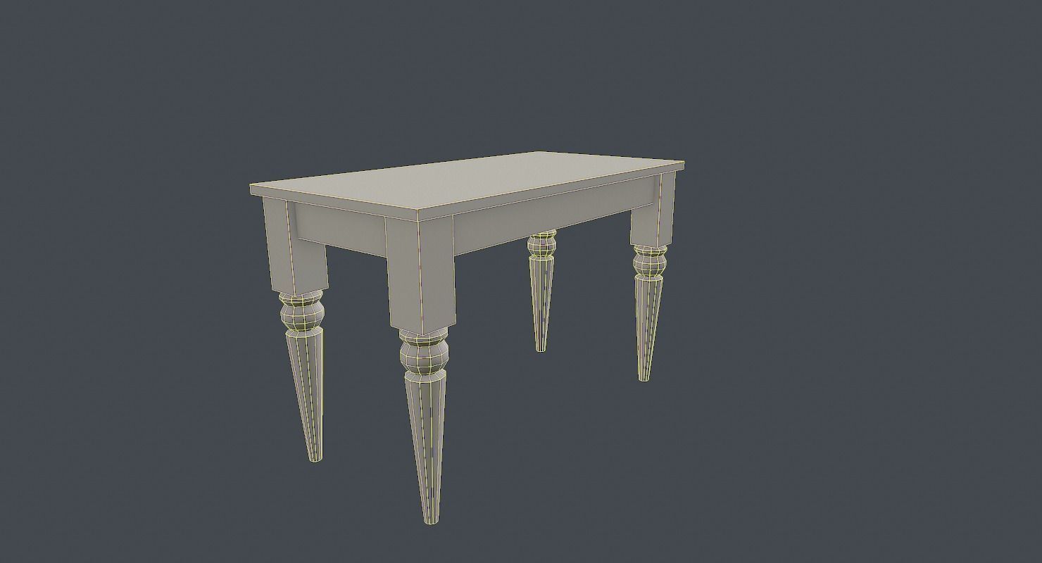 Old wood table 3D model Low-poly 3D model_7