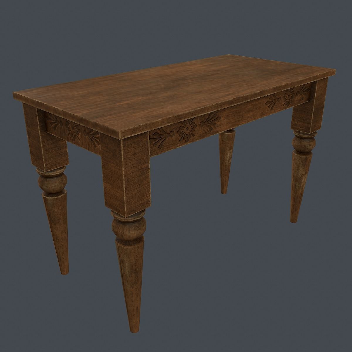 Old wood table 3D model Low-poly 3D model_14