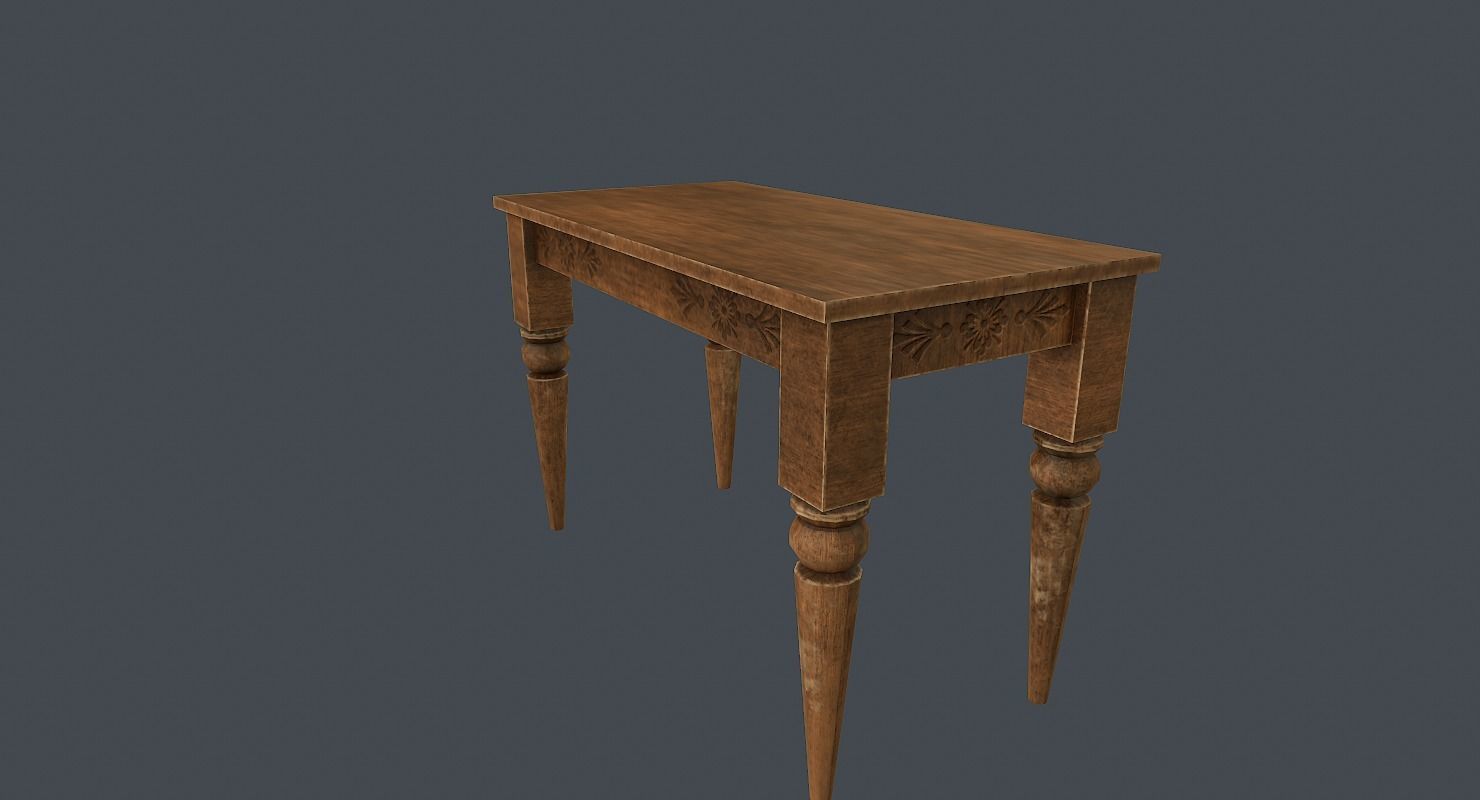 Old wood table 3D model Low-poly 3D model_15