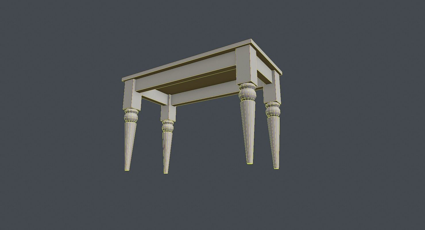 Old wood table 3D model Low-poly 3D model_4