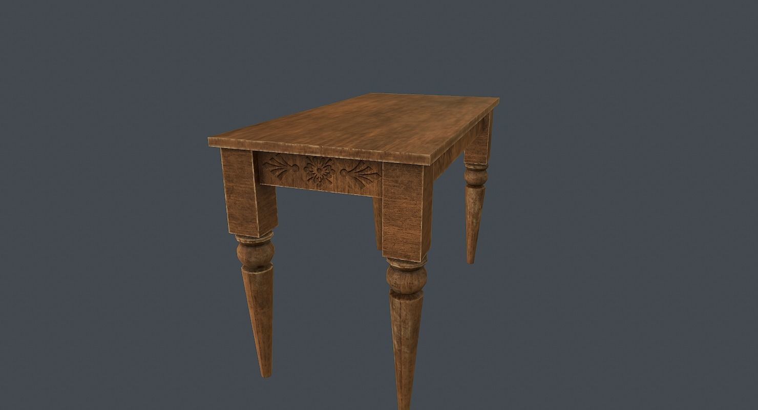 Old wood table 3D model Low-poly 3D model_17