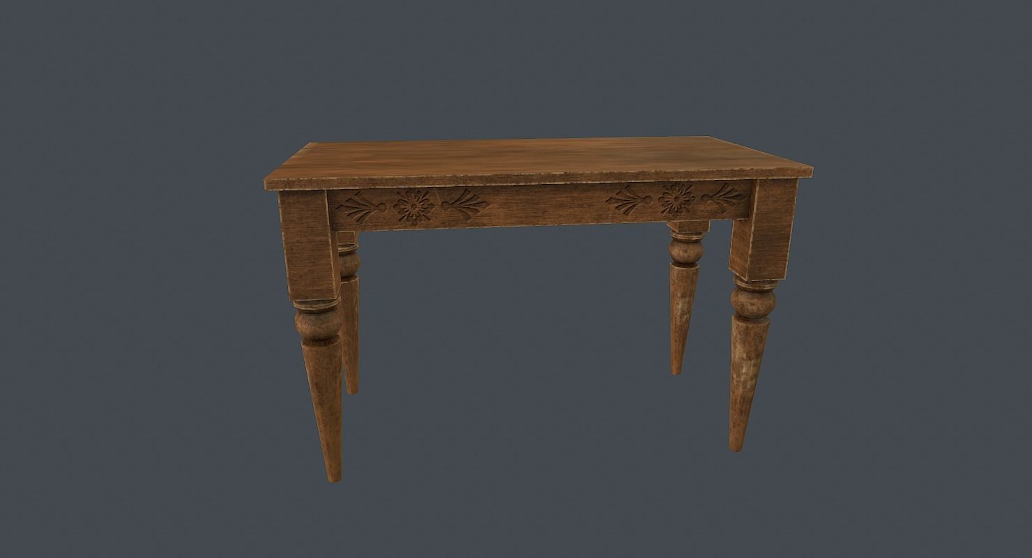 Old wood table 3D model Low-poly 3D model_16