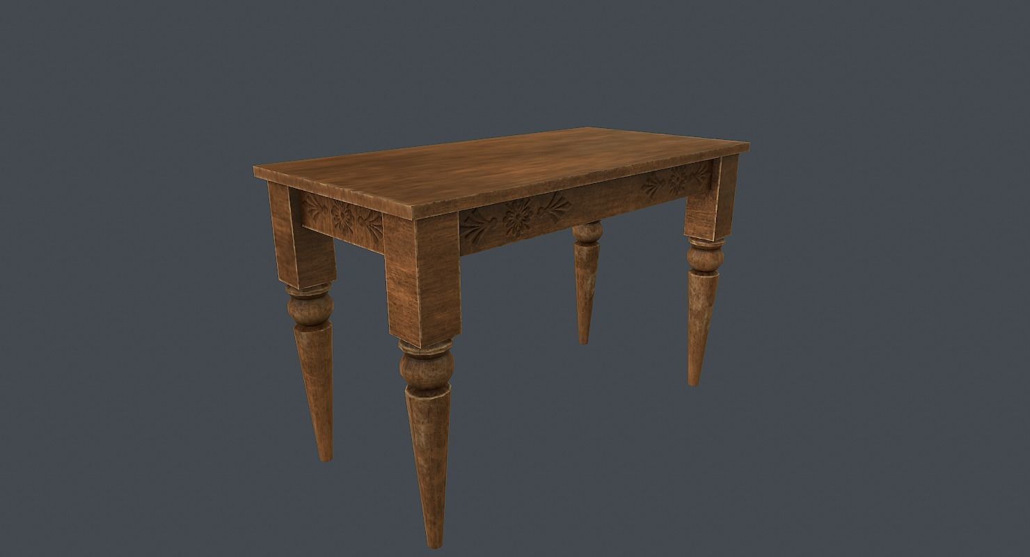 Old wood table 3D model Low-poly 3D model_13