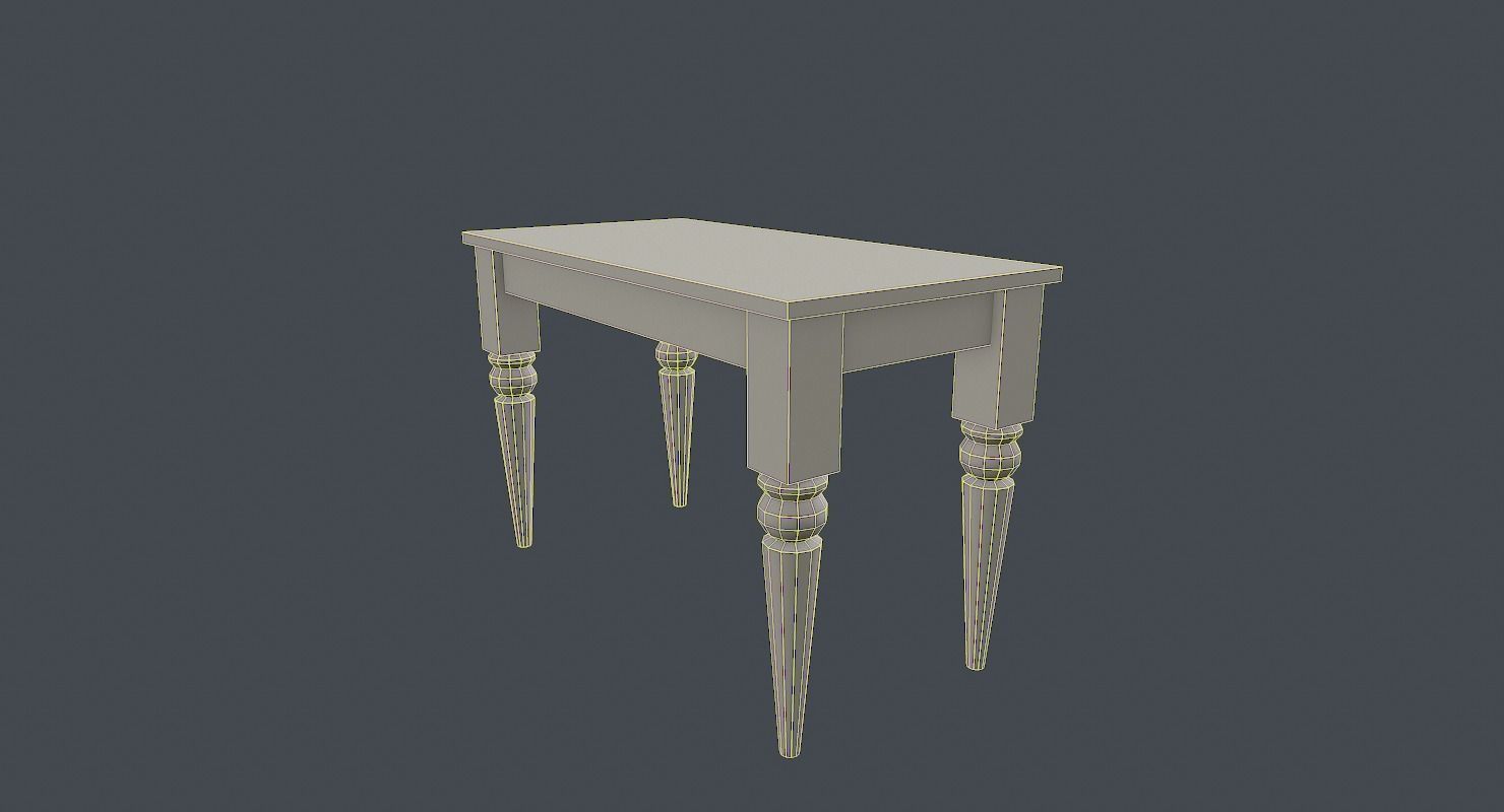 Old wood table 3D model Low-poly 3D model_9
