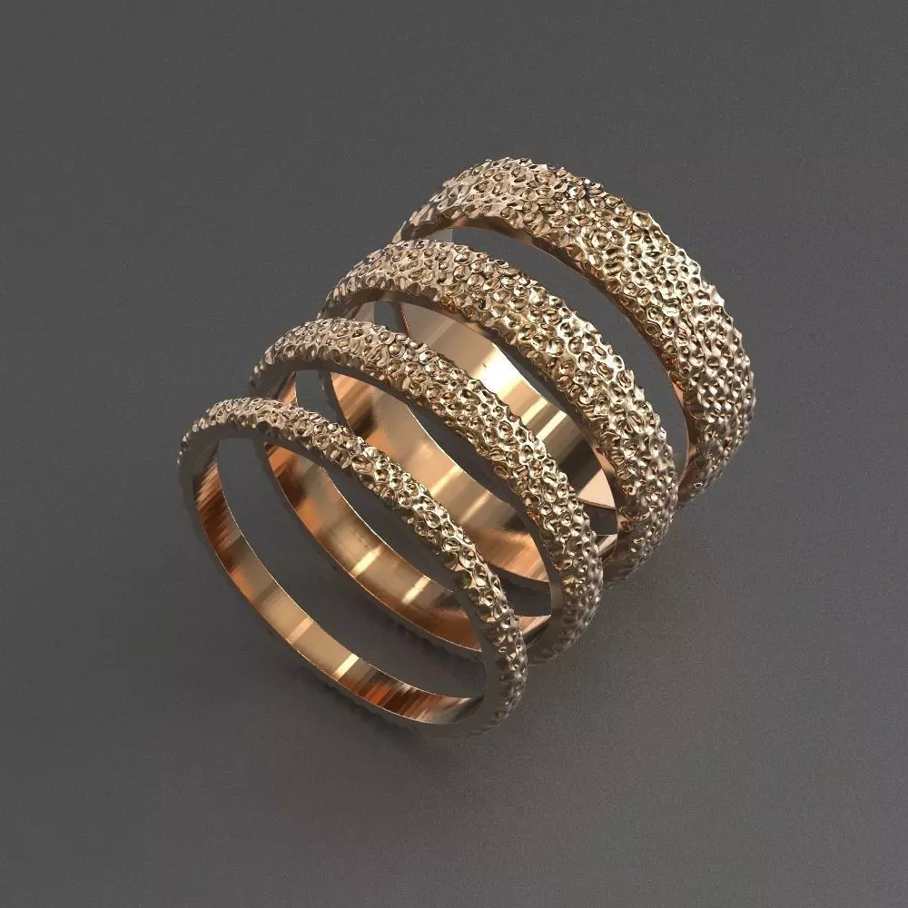 textured silver ring 3D print model_0