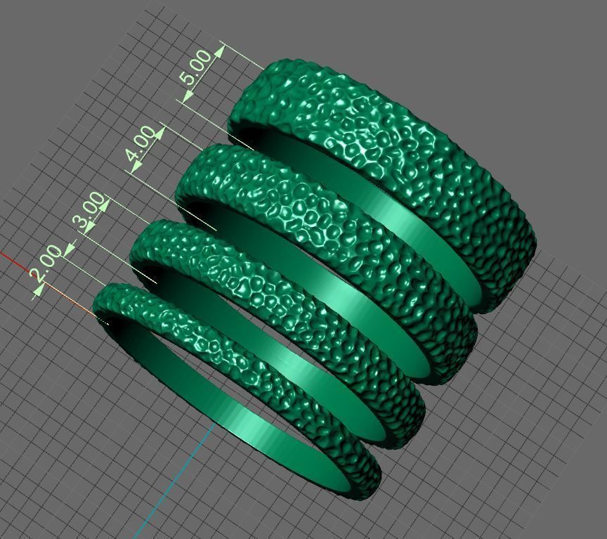 textured silver ring 3D print model_1